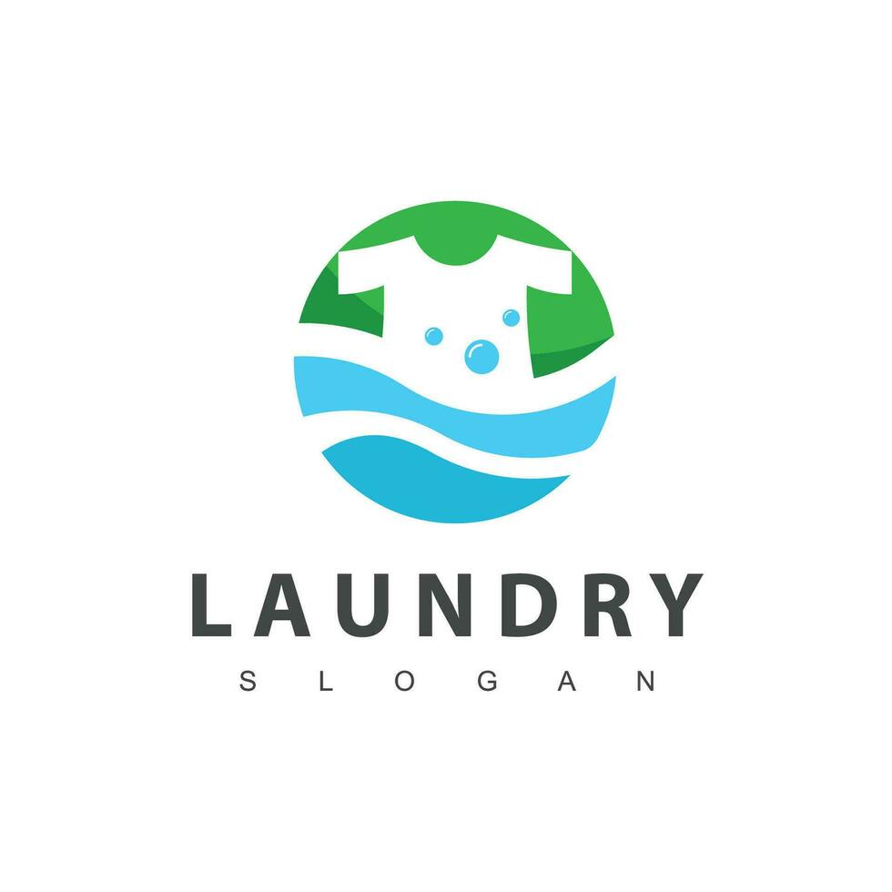 Laundry logo template. Simple laundry illustration logo with t-shirt and hanger symbol. vector