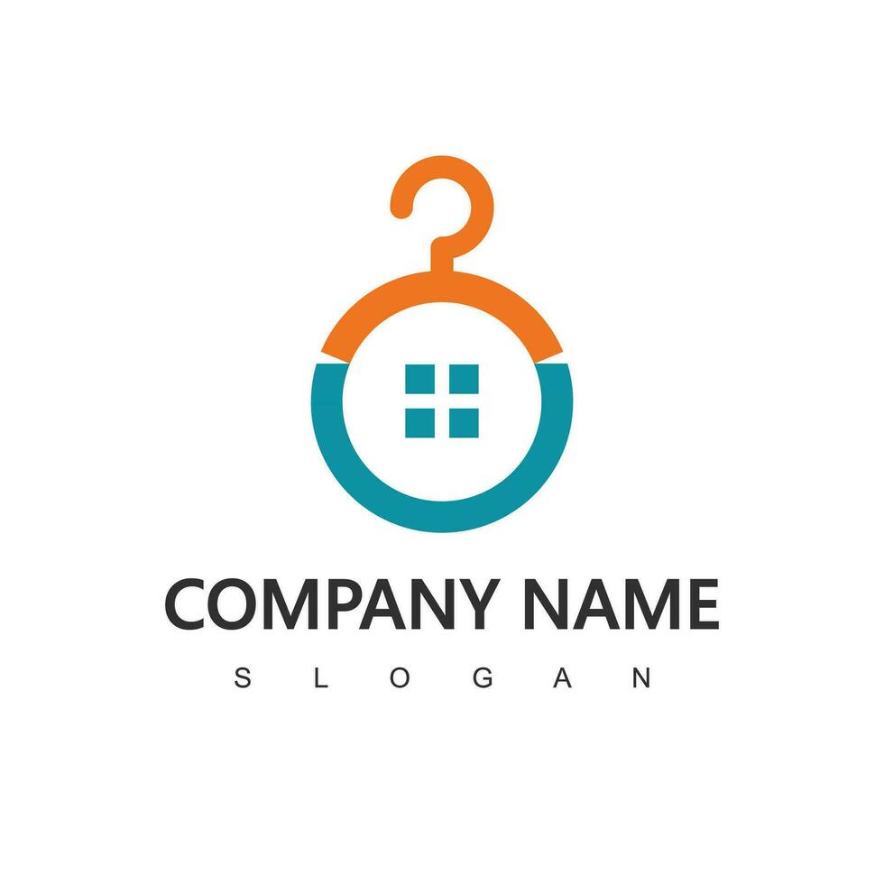 Laundry logo template. Simple laundry illustration logo with t-shirt and hanger symbol. vector