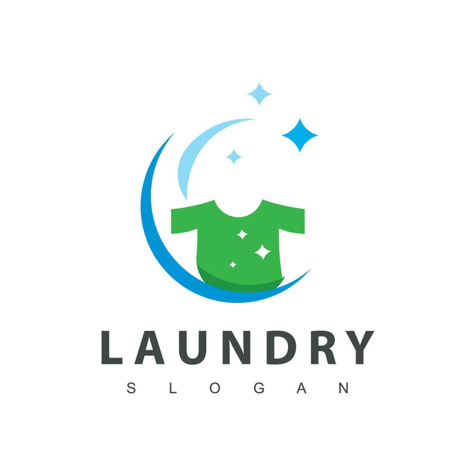 Laundry logo template. Simple laundry illustration logo with t-shirt and hanger symbol. vector