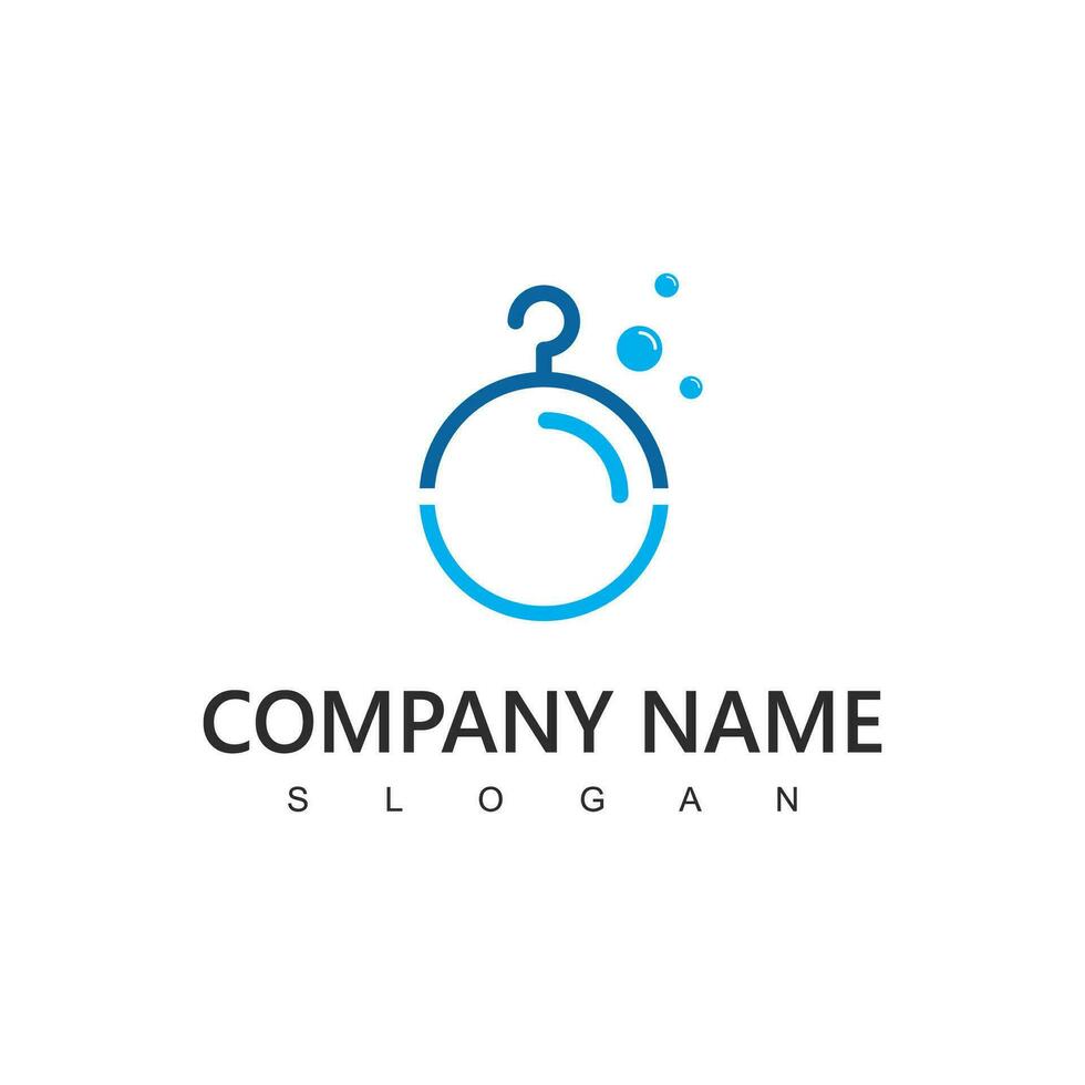 Laundry logo template. Simple laundry illustration logo with t-shirt and hanger symbol. vector