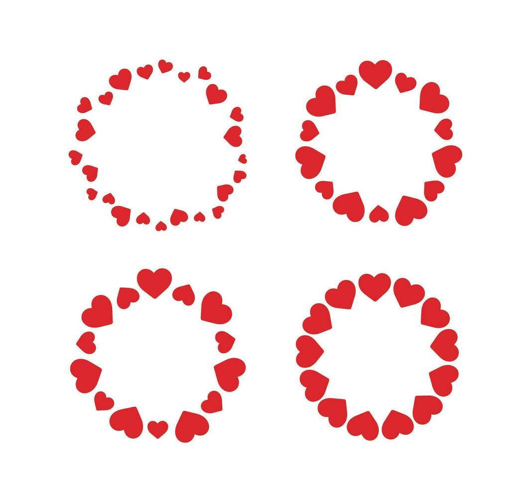 circle frames with hearts vector illustration