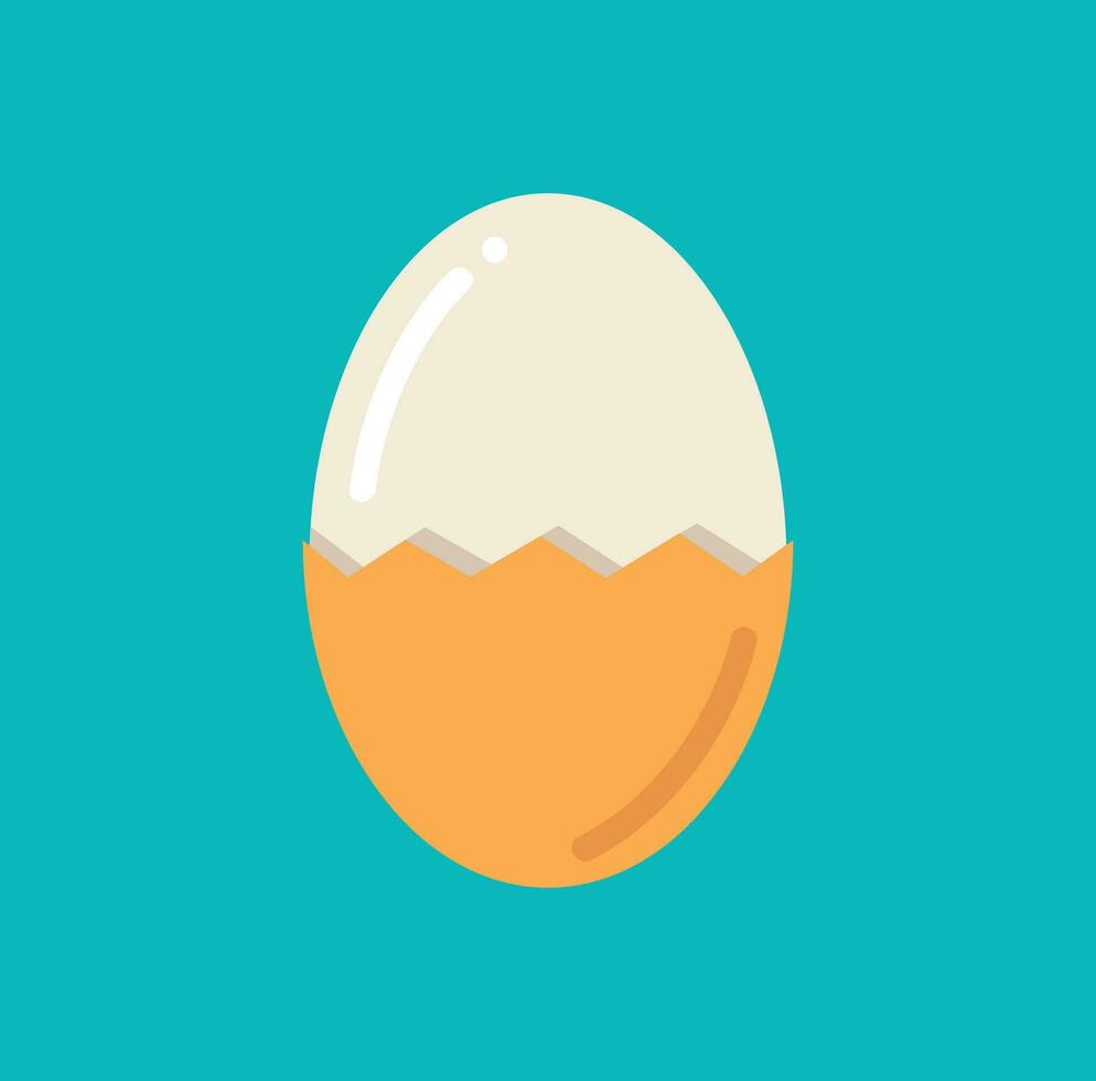 Half peeled boiled egg vector illustration