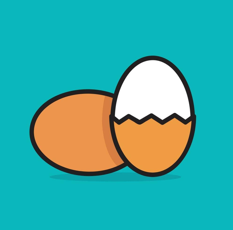 Half peeled boiled egg vector illustration