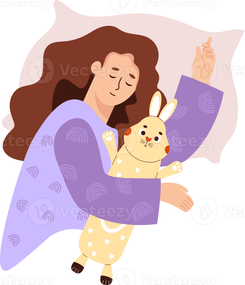 Cute sleeping woman png