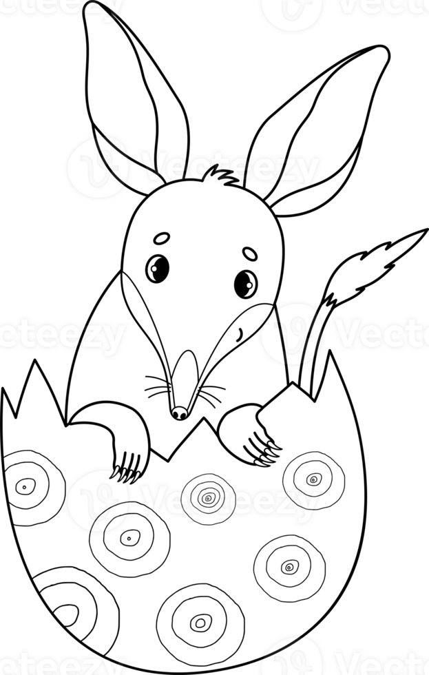Easter bilby in egg outline drawing png