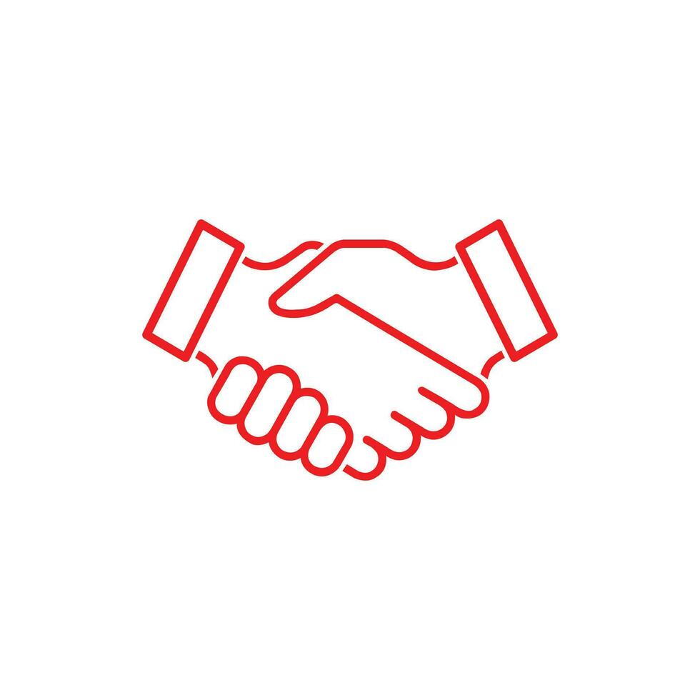 red Shake hand line art icon. Simple outline style for web and app. Handshake, hands, partnership, business concept symbol. Vector illustration isolated on white background.