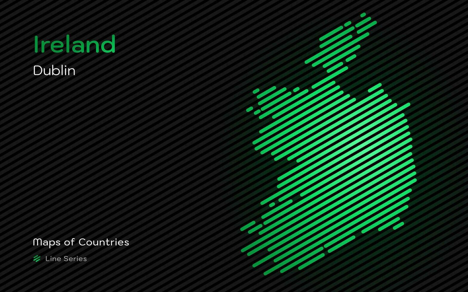 Ireland Map with a capital of Dublin Shown in a Line Pattern. Stylized simple vector map