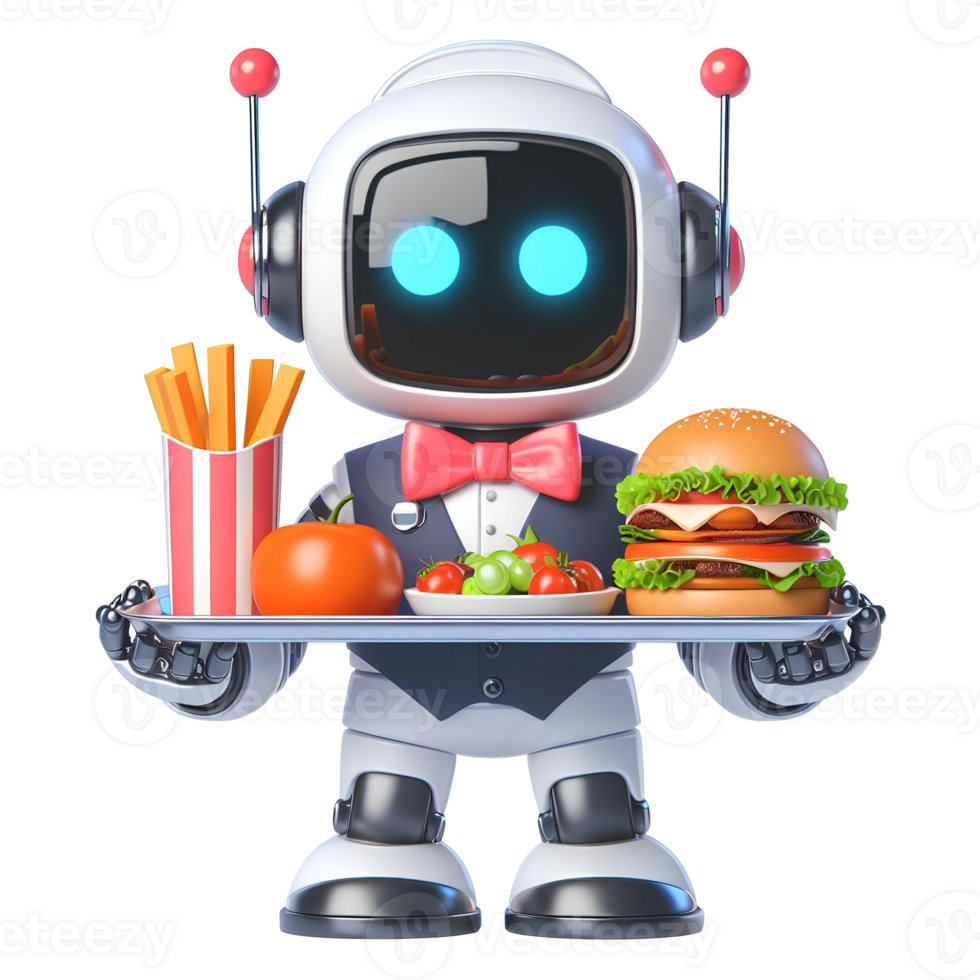 ai generado futurista camarero robot en futuro restaurante png