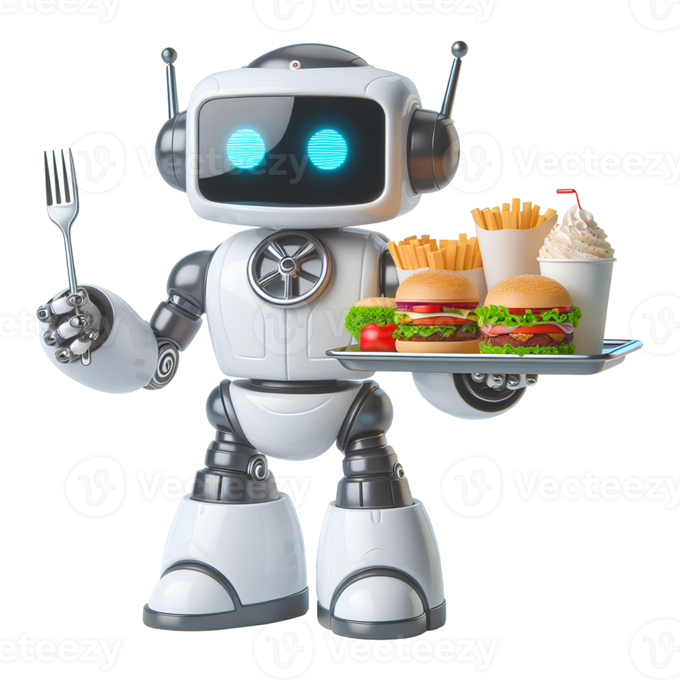 AI generated Futuristic Waiter Robot in future restaurant png