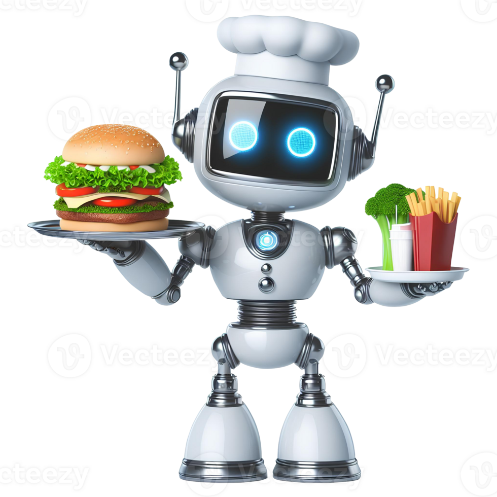 ai generato futuristico Cameriere robot nel futuro ristorante png