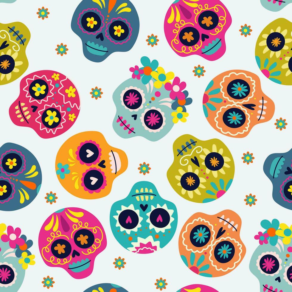 Seamless pattern of Halloween Day of the Dead. Vector Design.