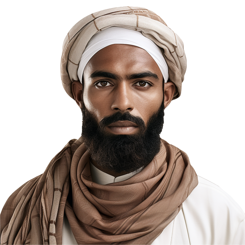AI generated Muslim man isolated on a transparent background png