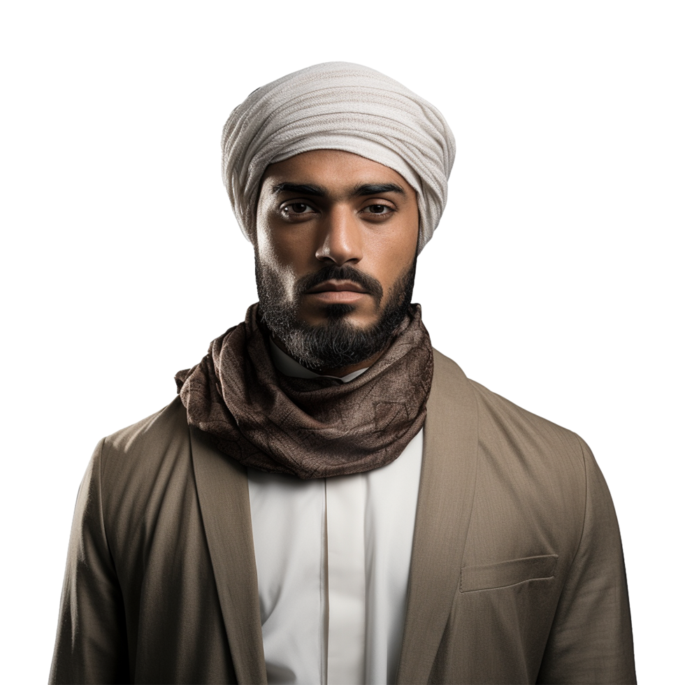 AI generated Muslim man isolated on a transparent background png