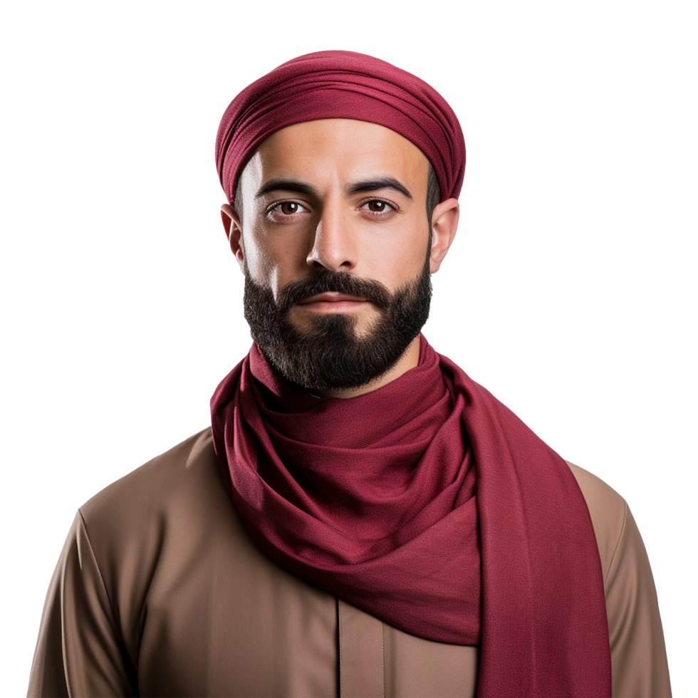 AI generated Muslim man isolated on a transparent background png