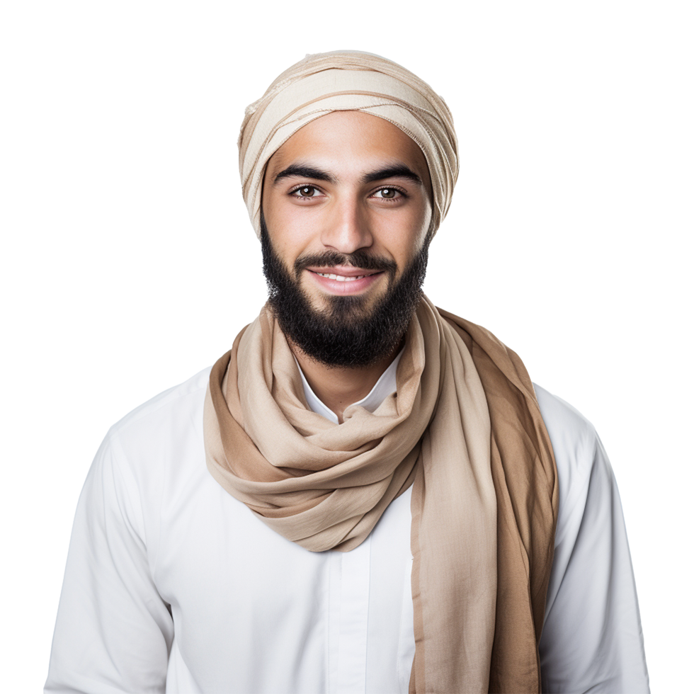 AI generated Muslim man isolated on a transparent background png