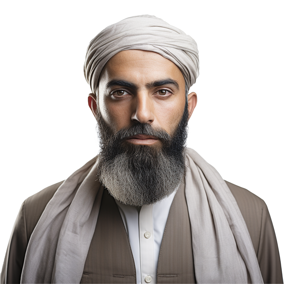 AI generated Muslim man isolated on a transparent background png