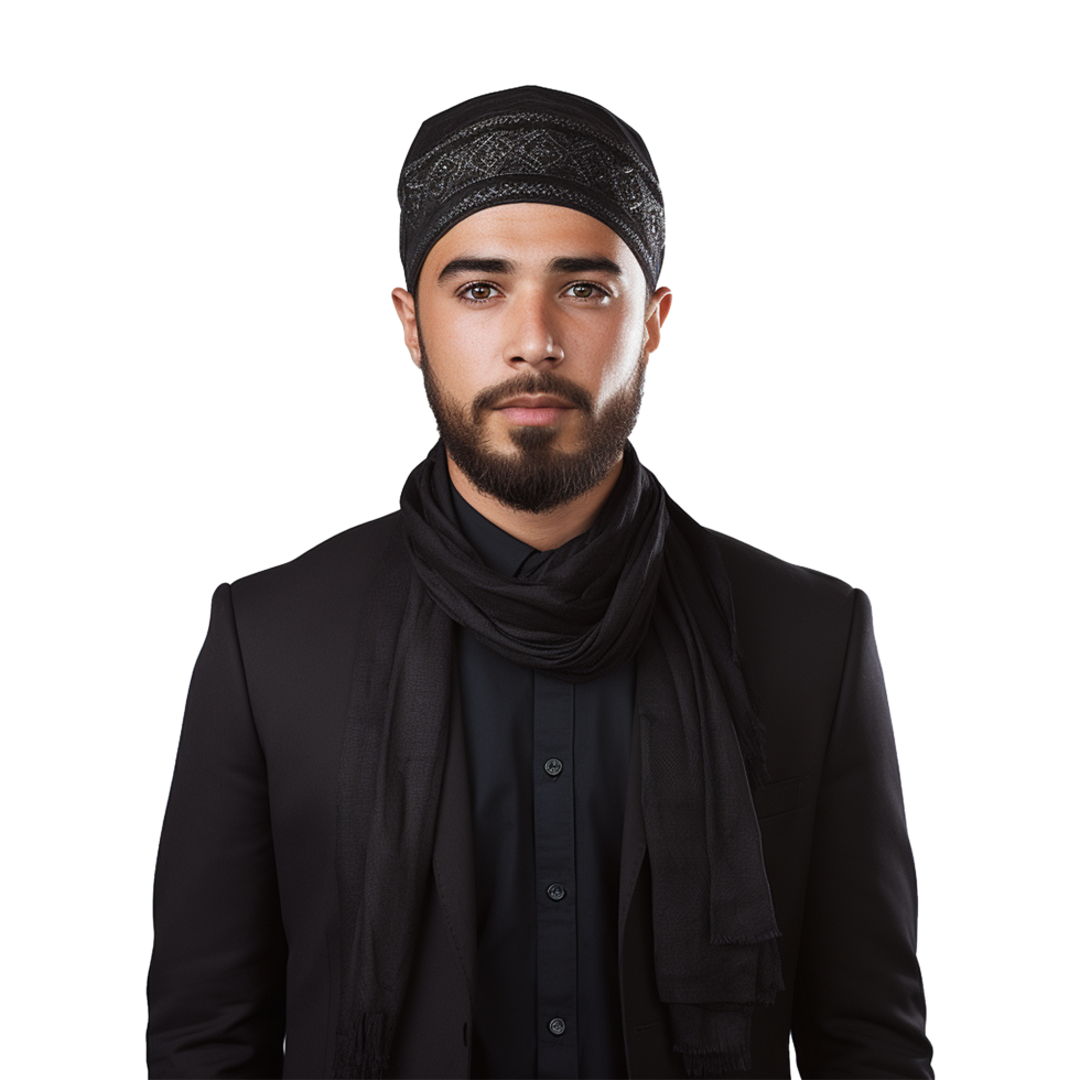 AI generated Muslim man isolated on a transparent background png