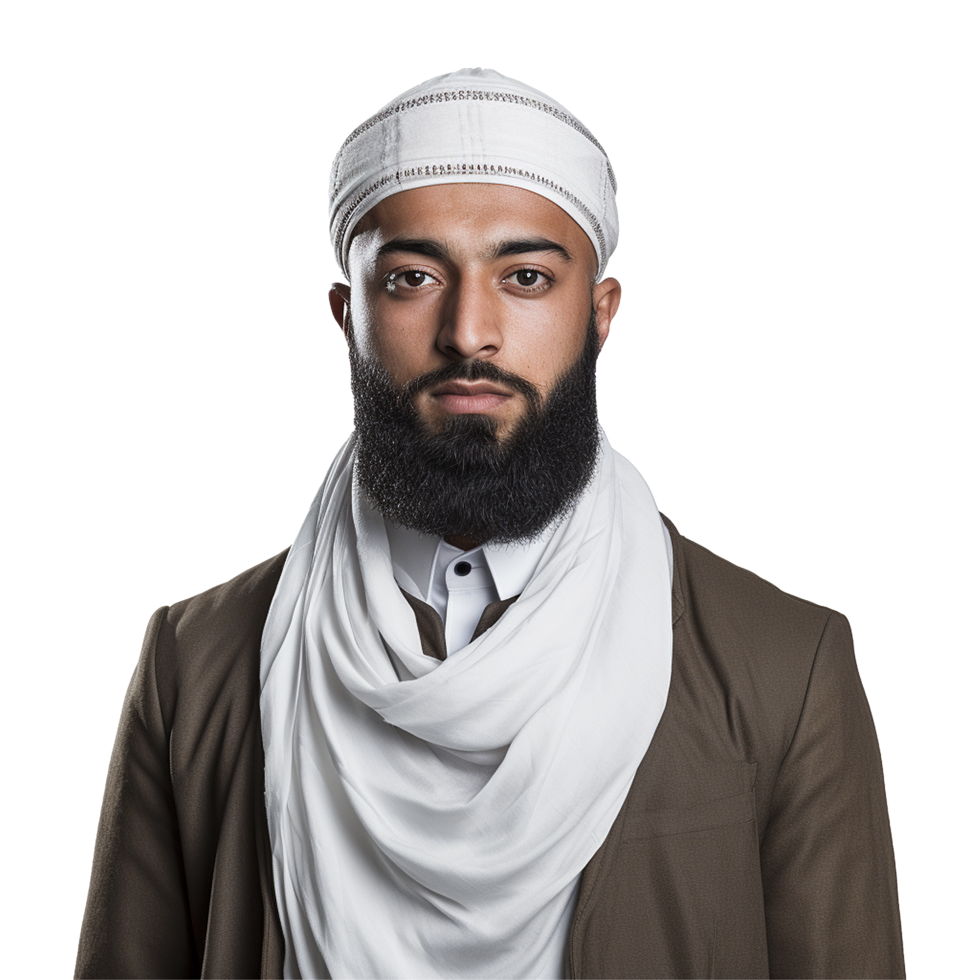AI generated Muslim man isolated on a transparent background png
