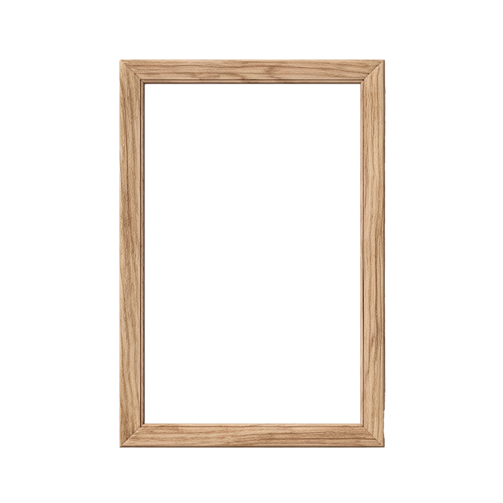 AI generated Thin wooden frame png isolated on transparent background