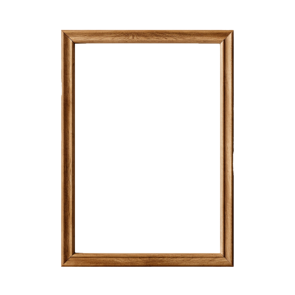 AI generated Thin wooden frame png isolated on transparent background