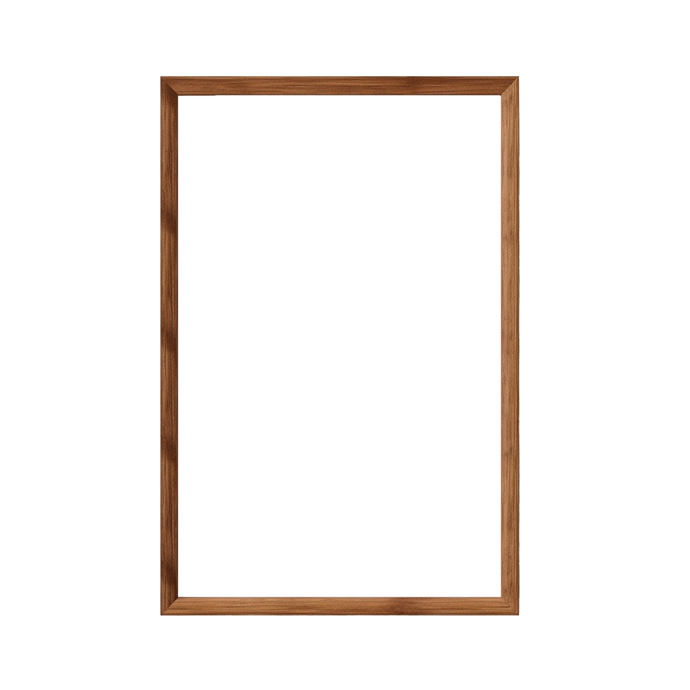 AI generated Thin wooden frame png isolated on transparent background