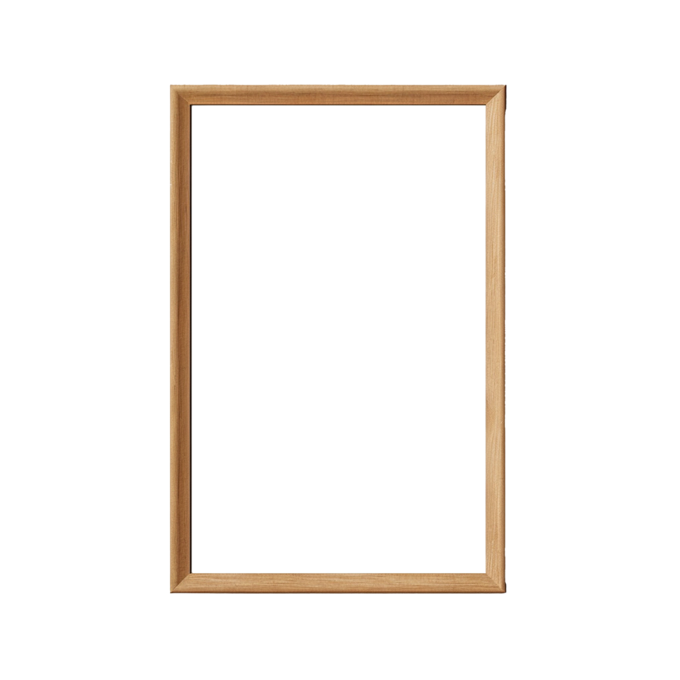 AI generated Thin wooden frame png isolated on transparent background