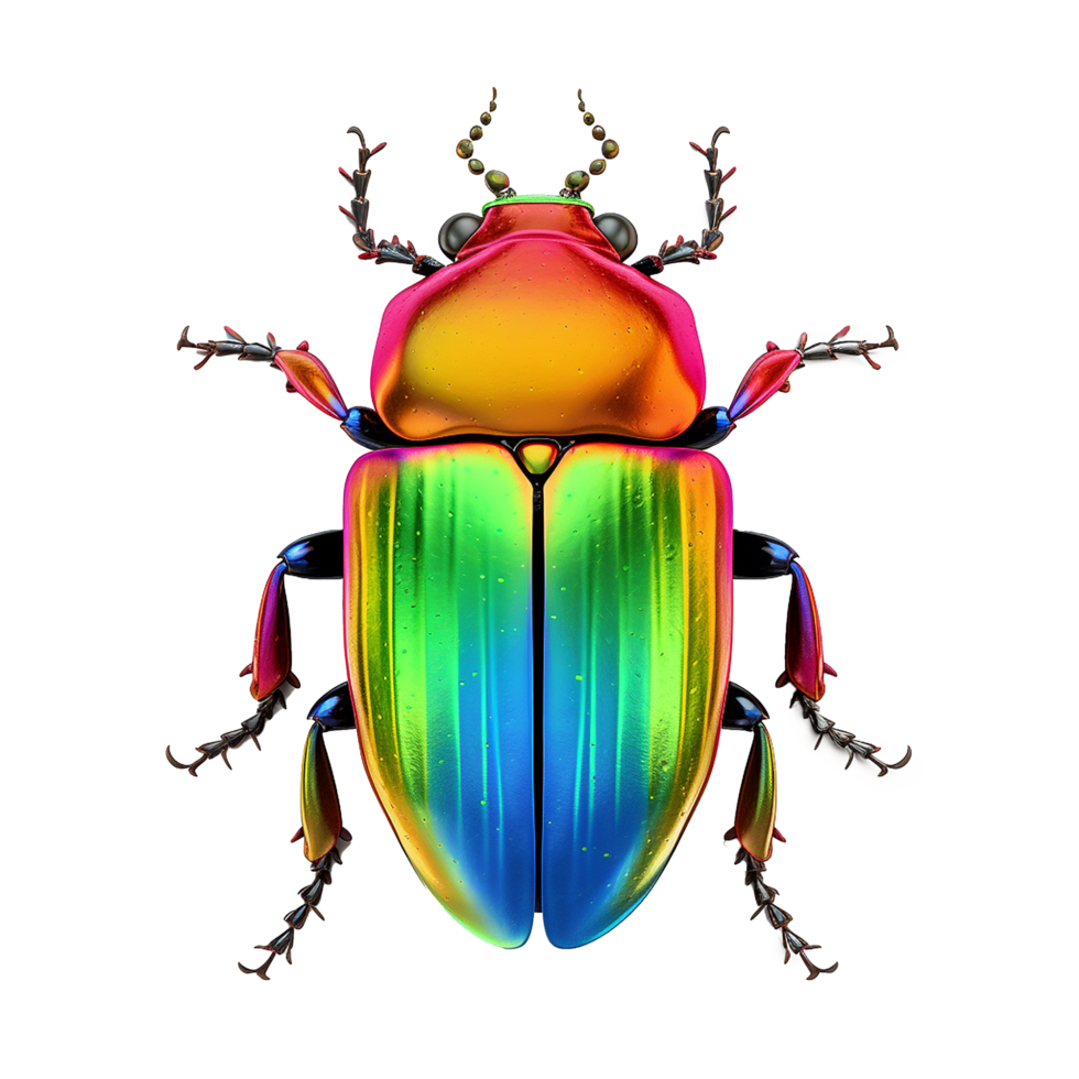 AI generated Rainbow stag beetle png isolated on transparent background