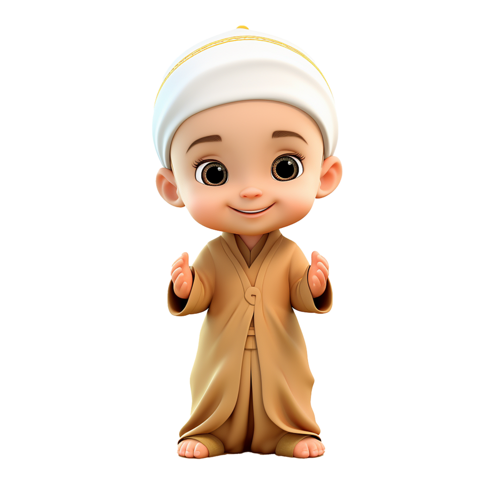 AI generated Muslim boy png isolated on transparent background