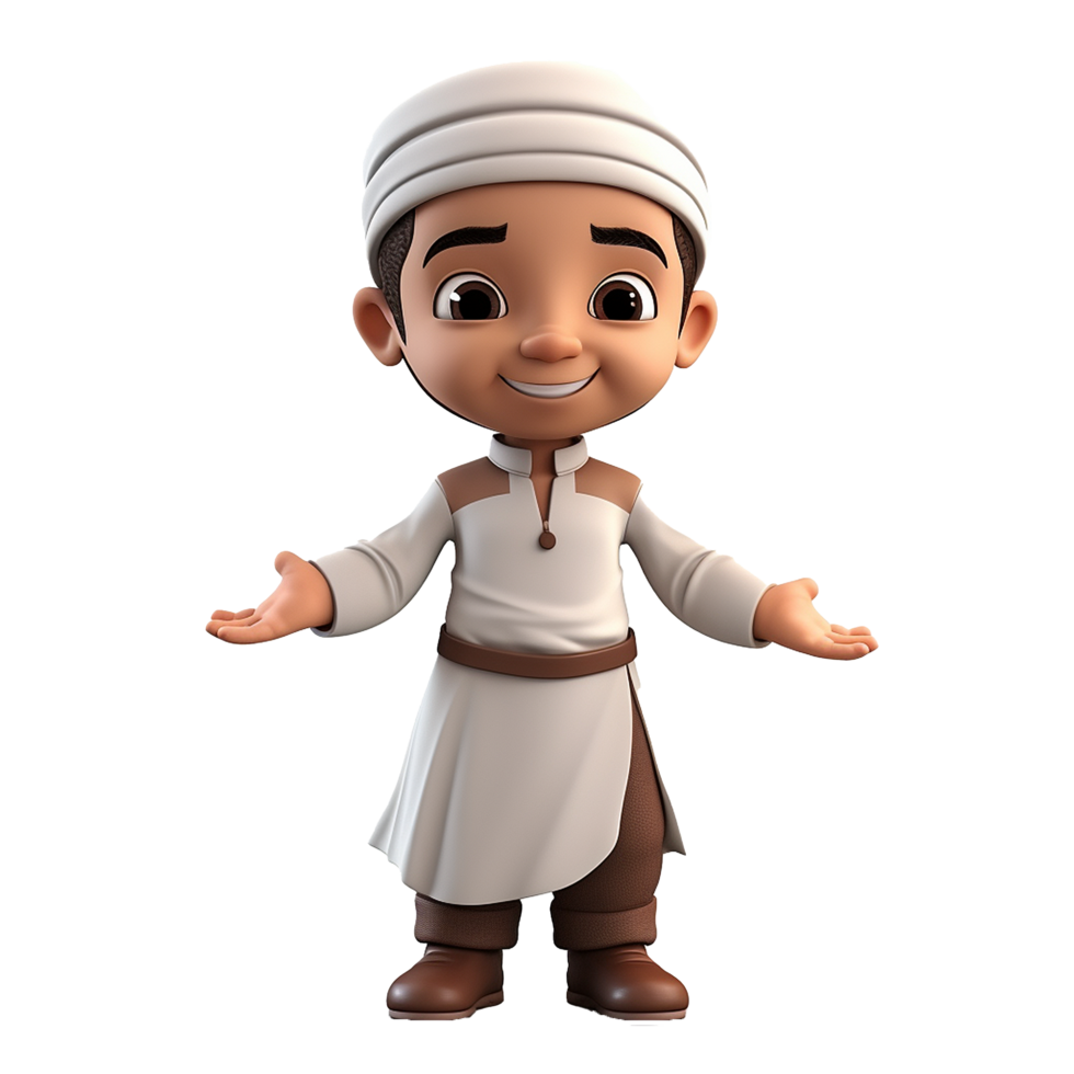 AI generated Muslim boy png isolated on transparent background