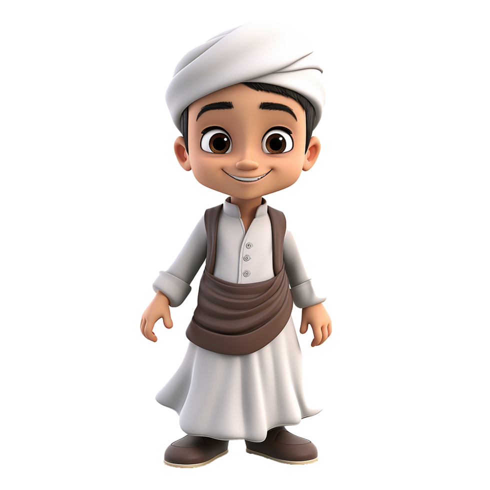 AI generated Muslim boy png isolated on transparent background