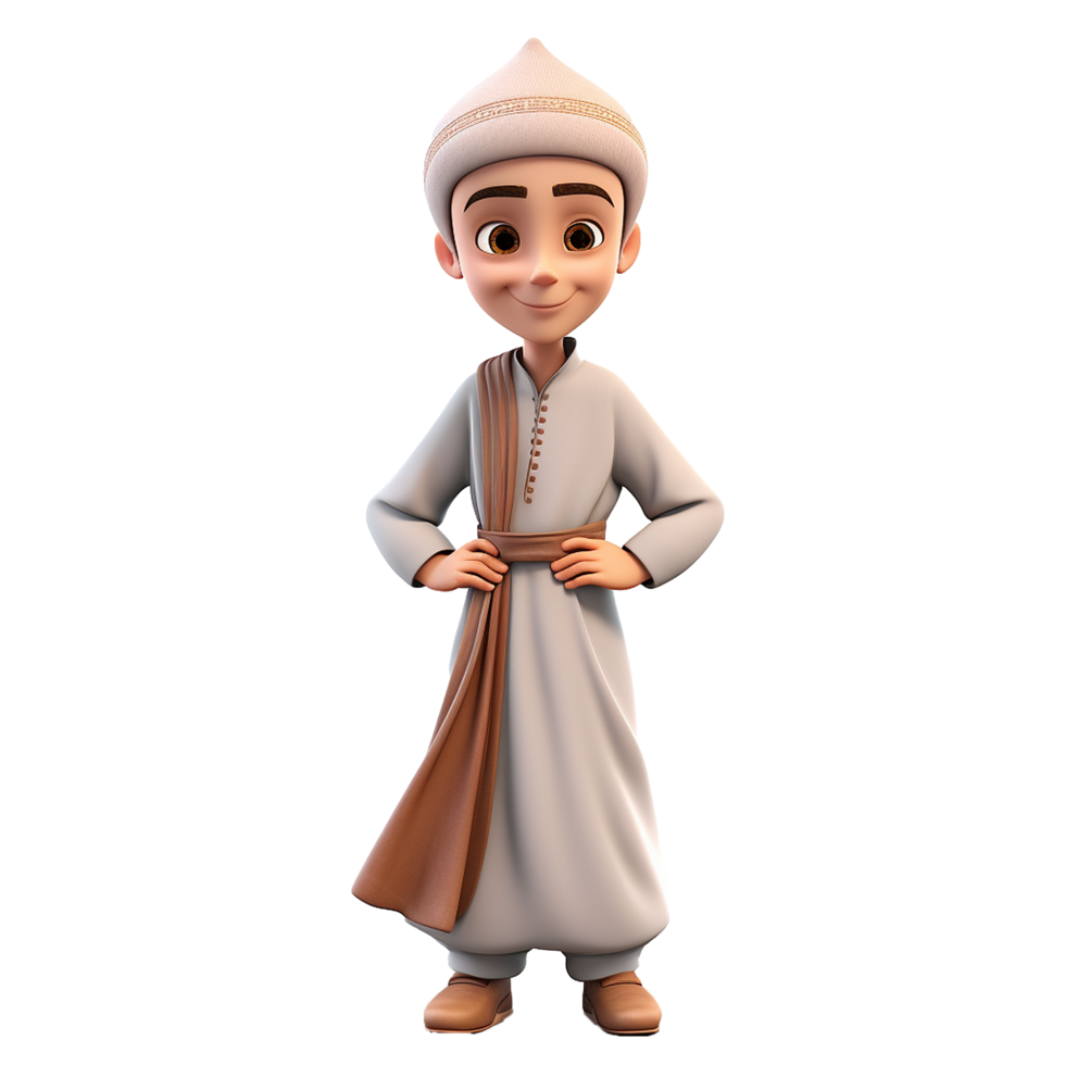 AI generated Muslim boy png isolated on transparent background