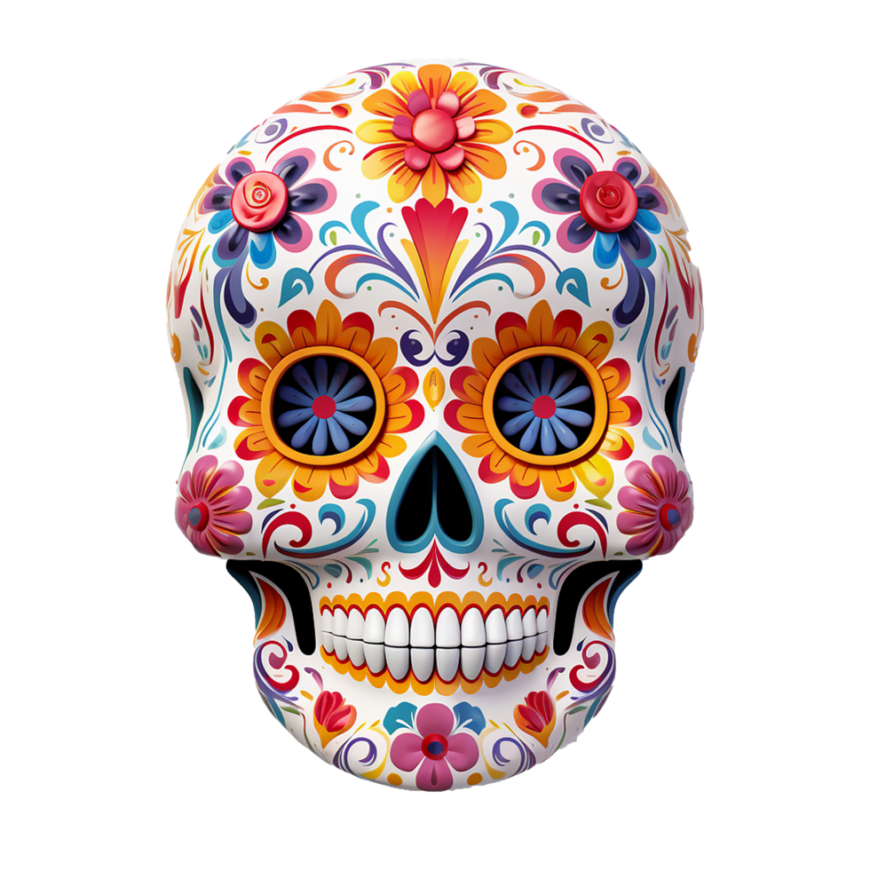 AI generated Mexican skulls png isolated on transparent background