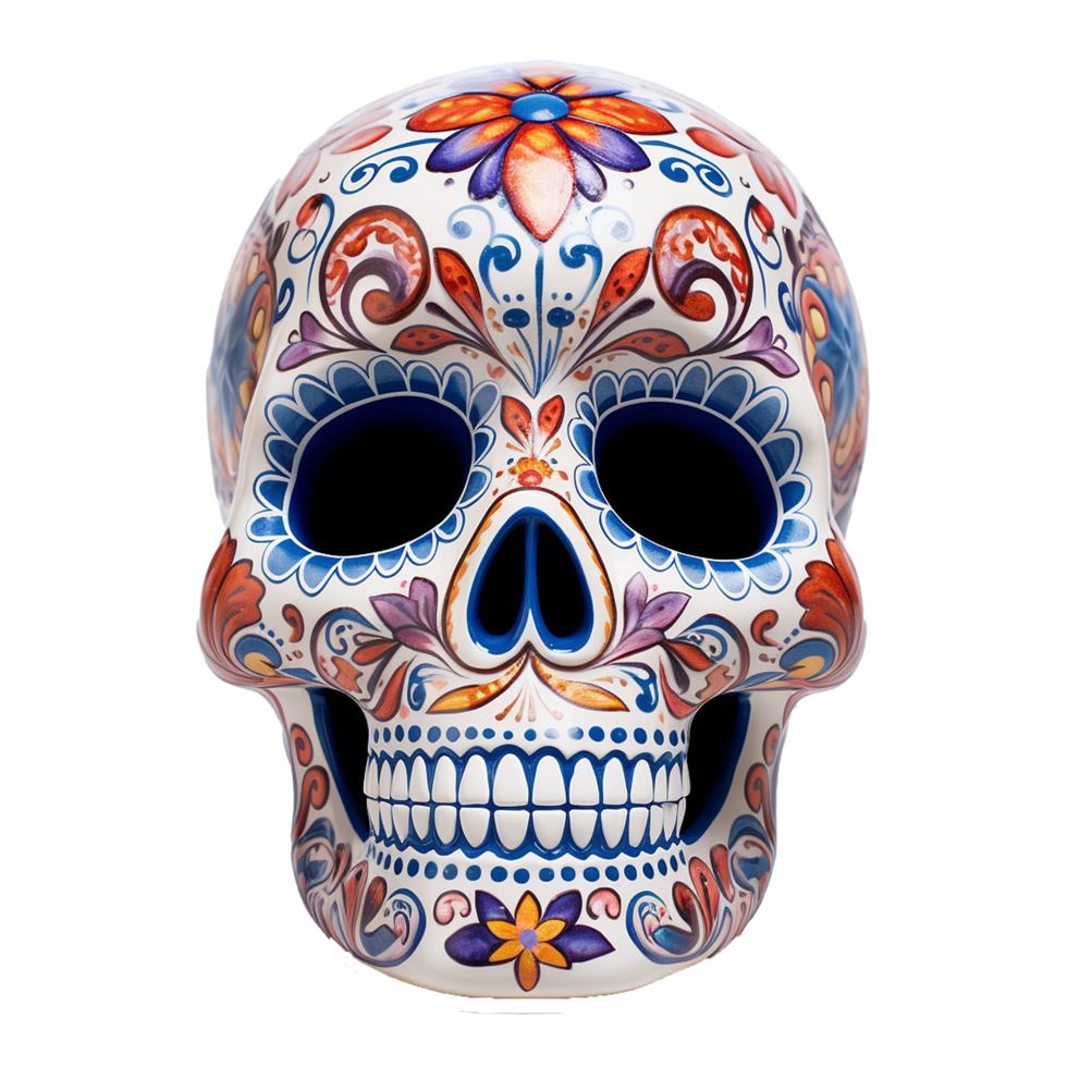 AI generated Mexican skulls png isolated on transparent background