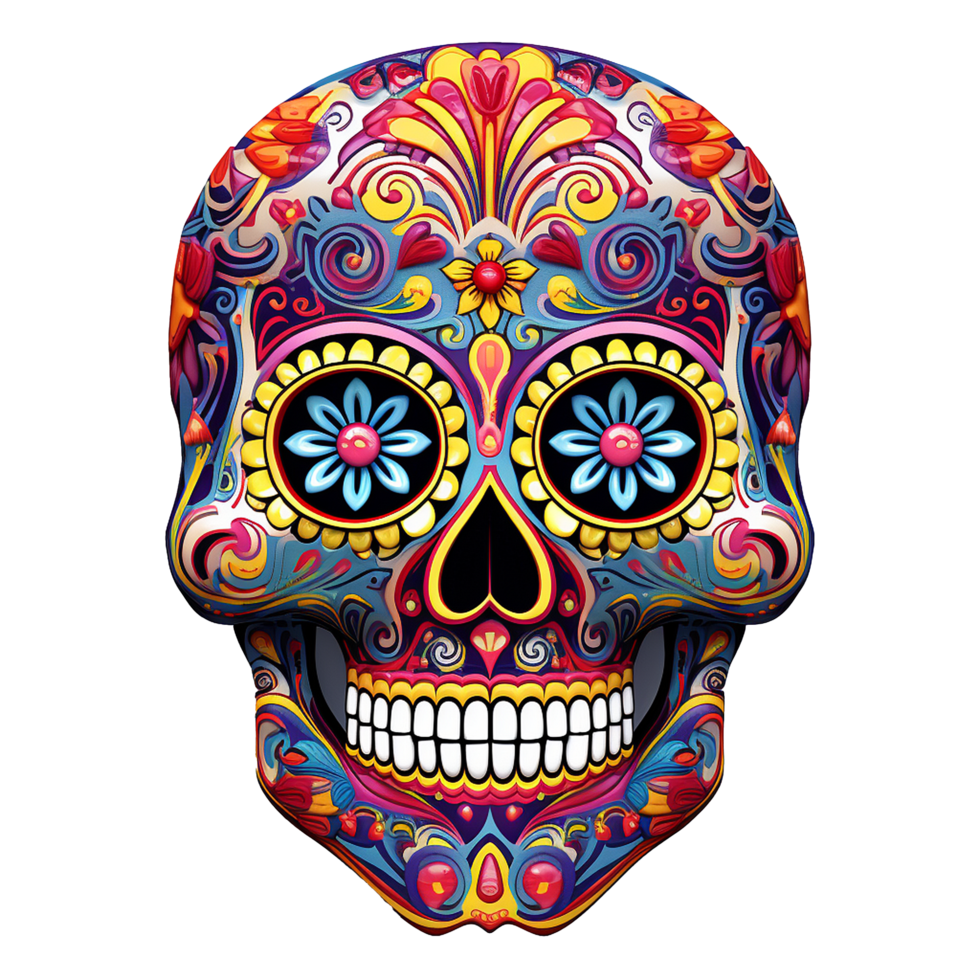 AI generated Mexican skulls png isolated on transparent background