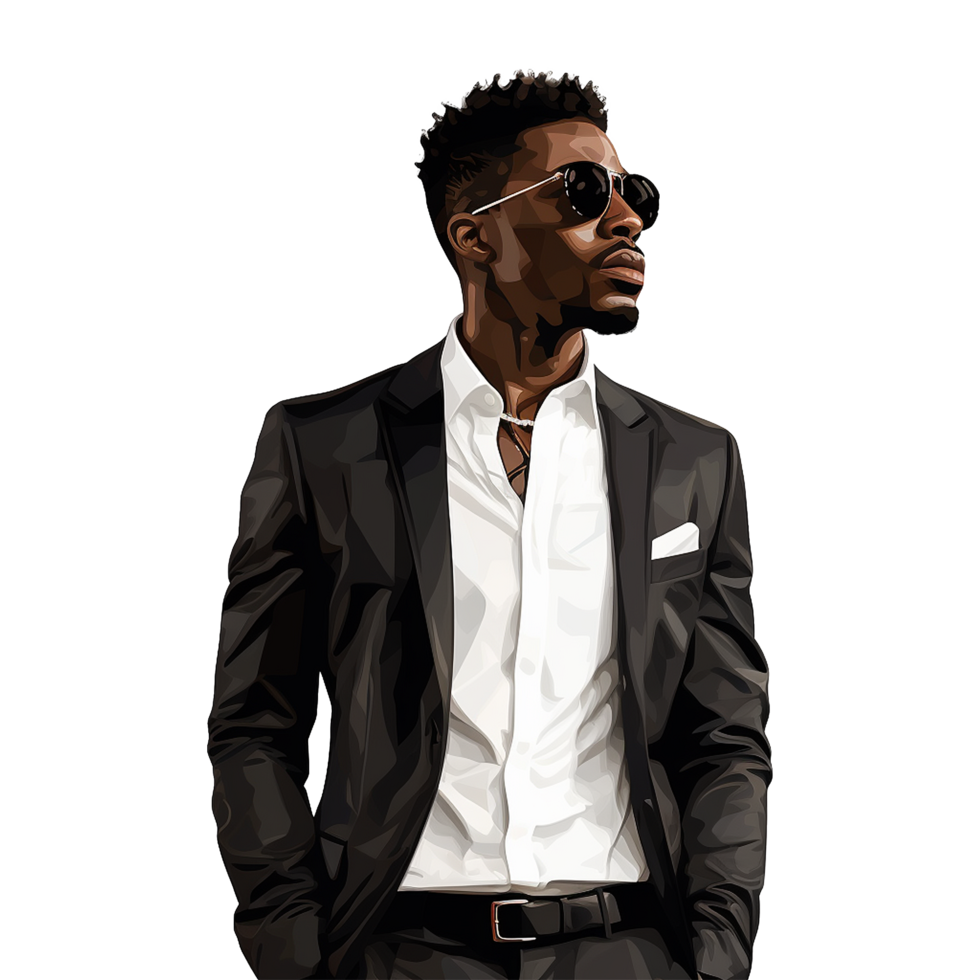 AI generated Stylish black man isolated on transparent background png