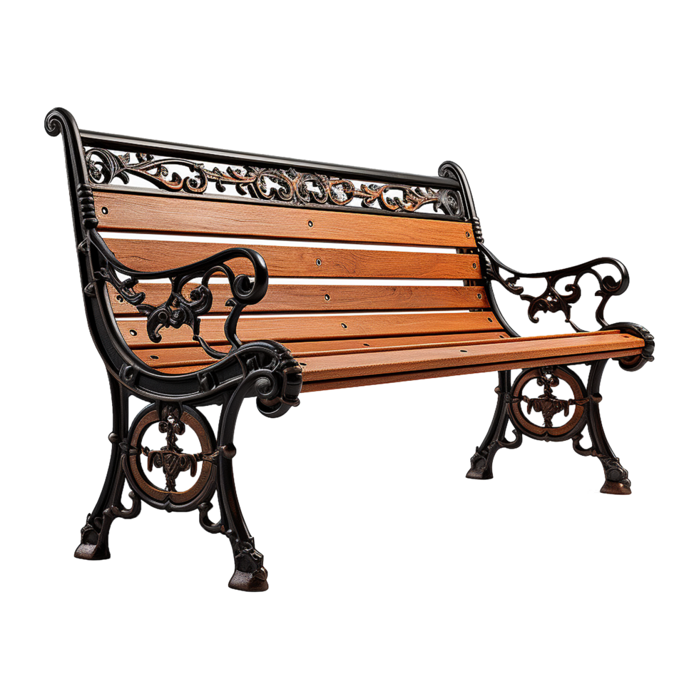 AI generated Exterior bench 3d render isolated on transparent background png