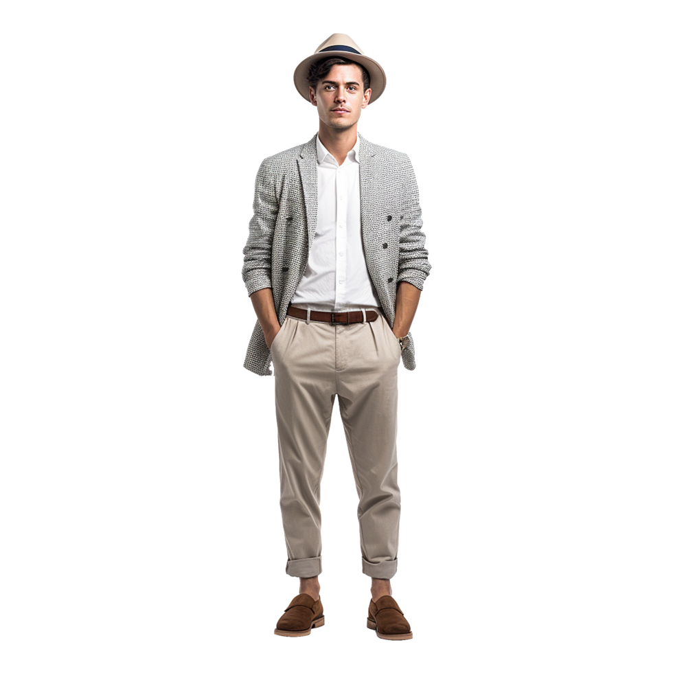 AI generated Young stylish man posing isolated on white background png