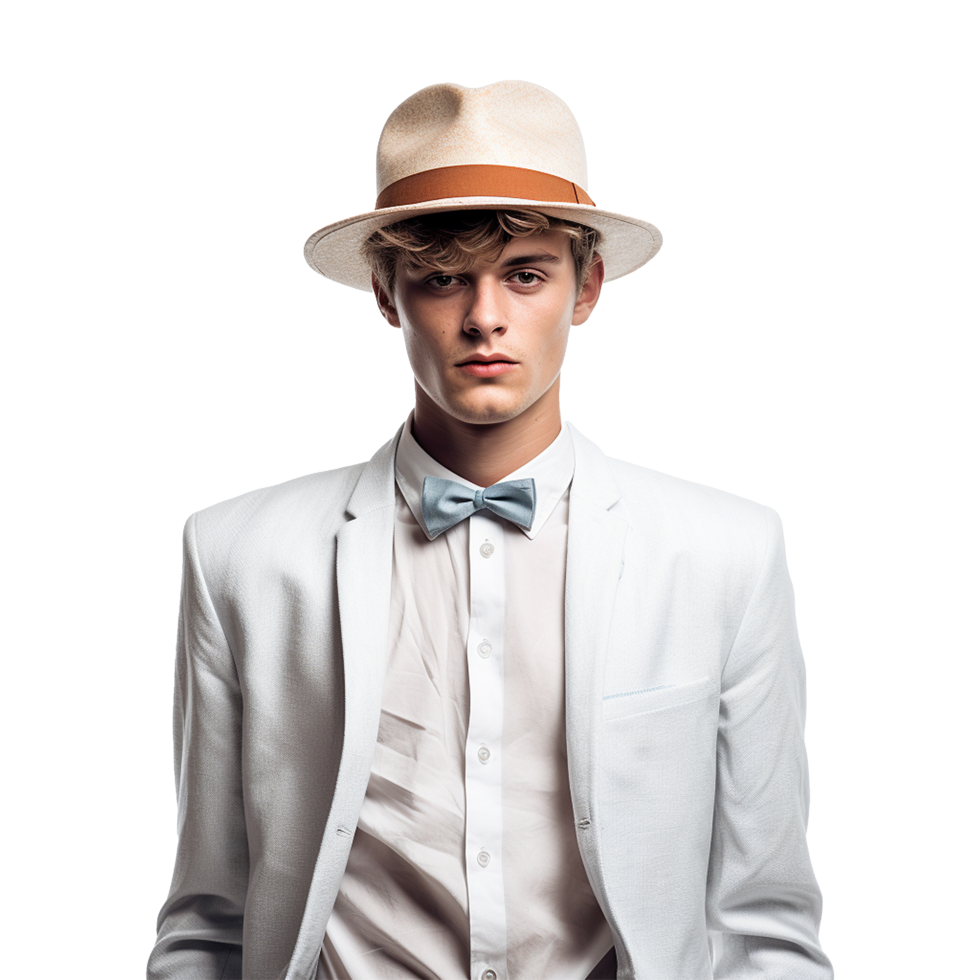 AI generated Young stylish man posing isolated on white background png