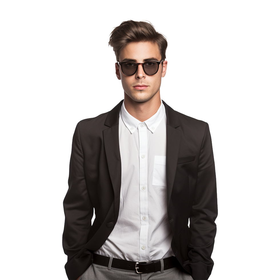AI generated Young stylish man posing isolated on white background png