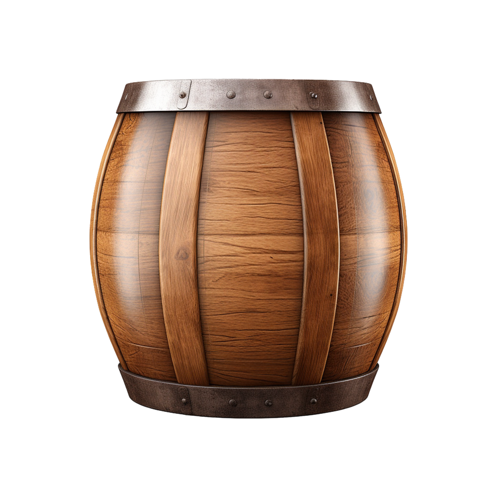 AI generated Wooden barrel isolated on transparent background png