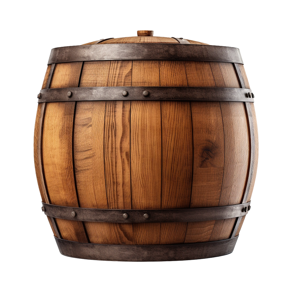 AI generated Wooden barrel isolated on transparent background png