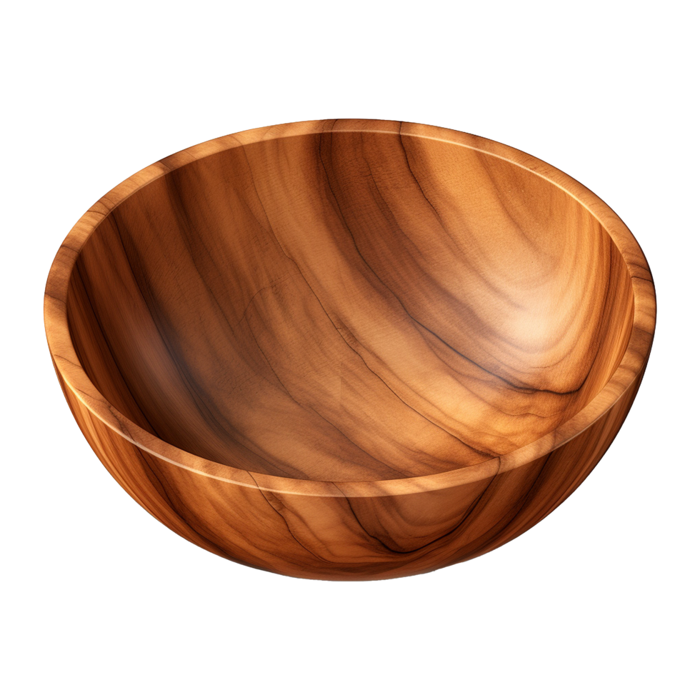 AI generated Wooden bowl isolated on transparent background png