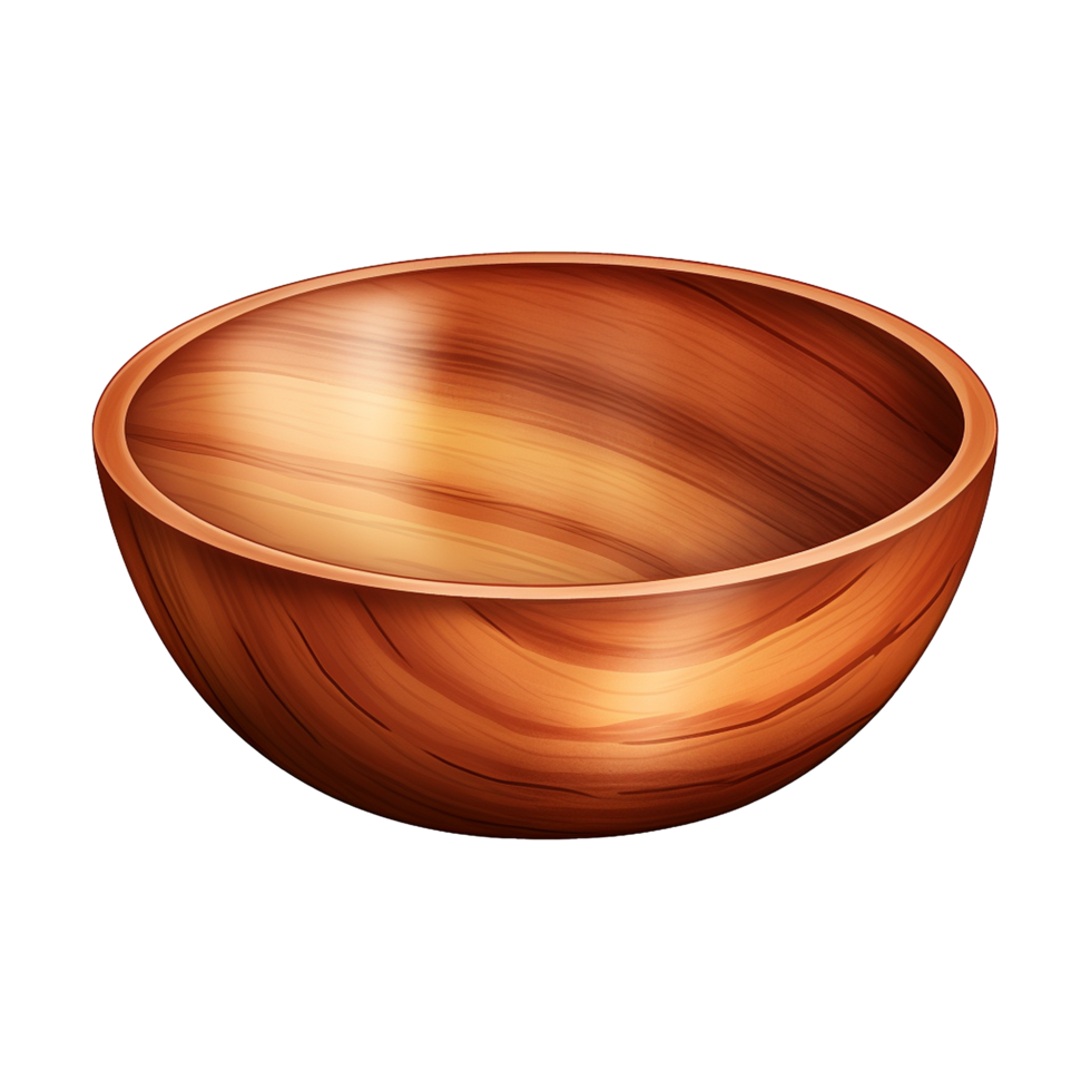 AI generated Wooden bowl isolated on transparent background png
