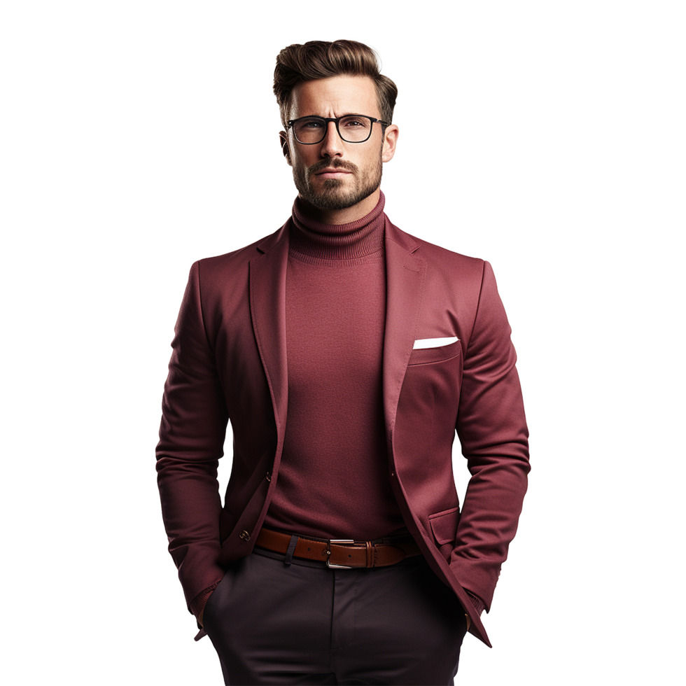 ai gerado jovem à moda homem posando isolado em branco fundo png