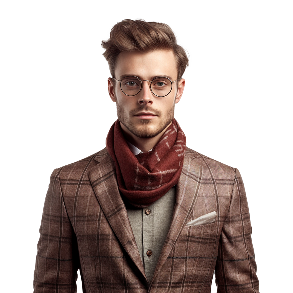 AI generated Young stylish man posing isolated on white background png