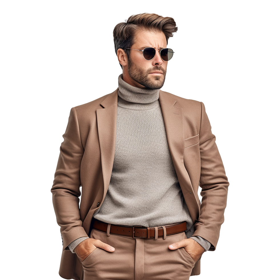 AI generated Young stylish man posing isolated on white background png