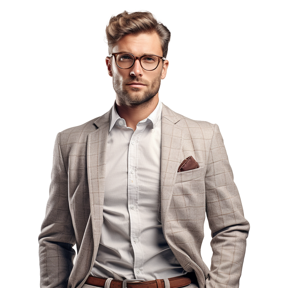 AI generated Young stylish man posing isolated on white background png