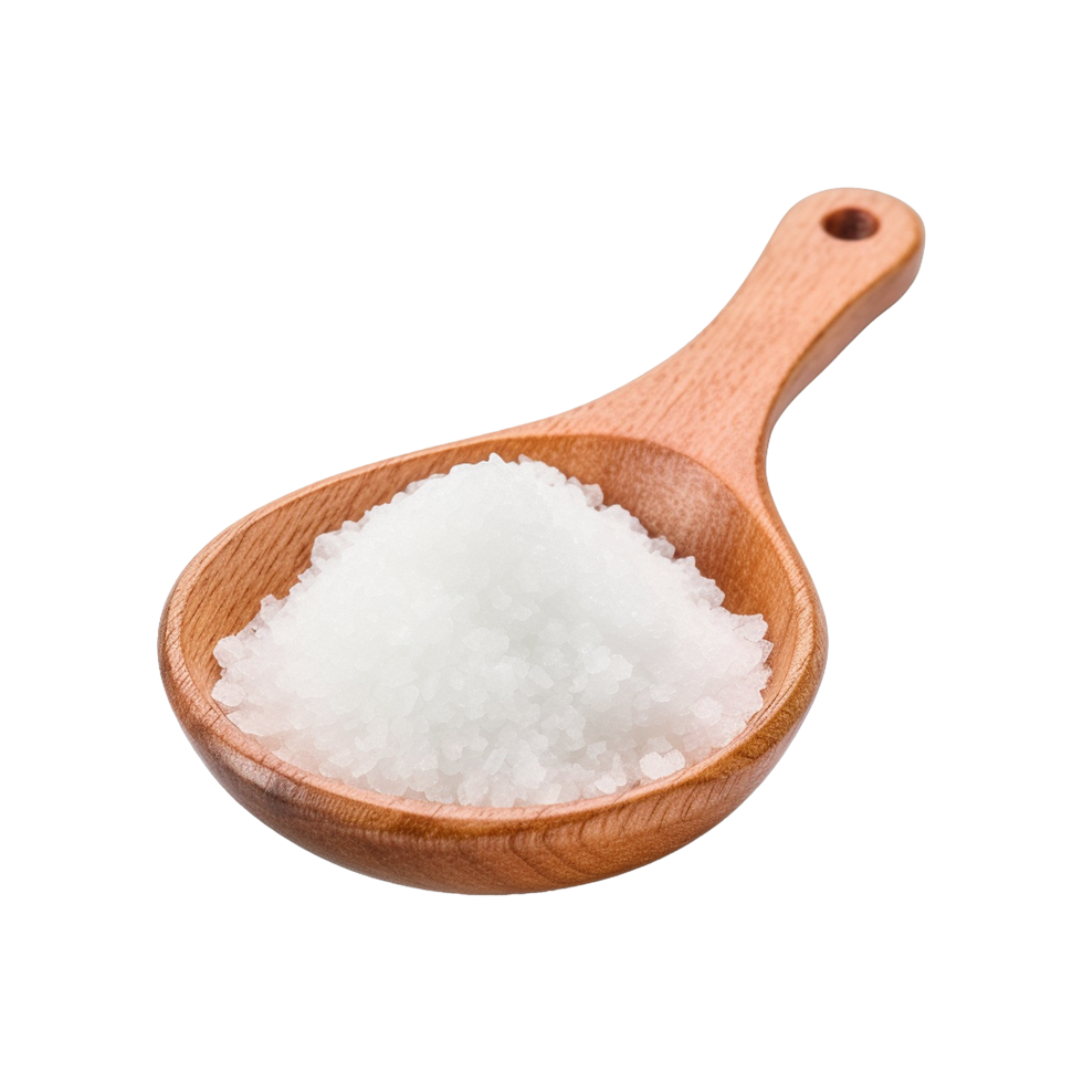 AI generated Salt in woodn spoon isolated on transparent background png