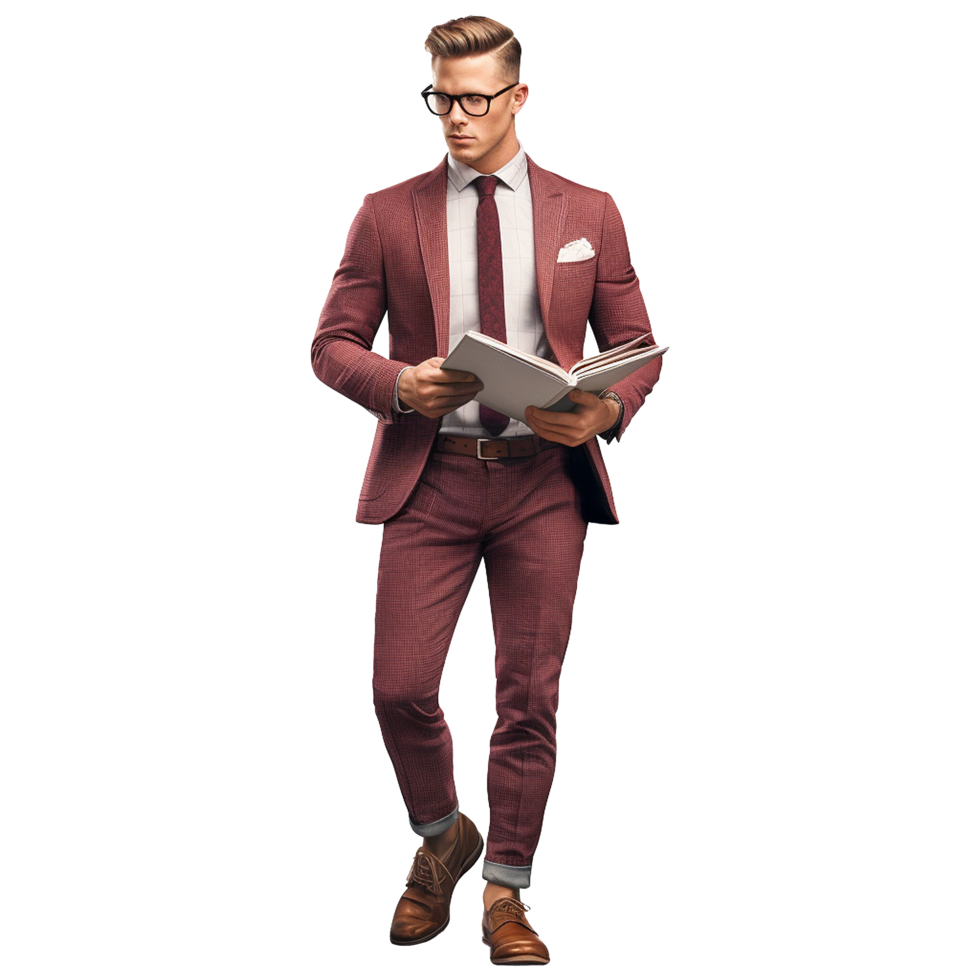 AI generated Young stylish man posing isolated on white background png