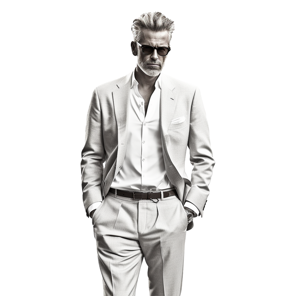 AI generated Young stylish man posing isolated on white background png